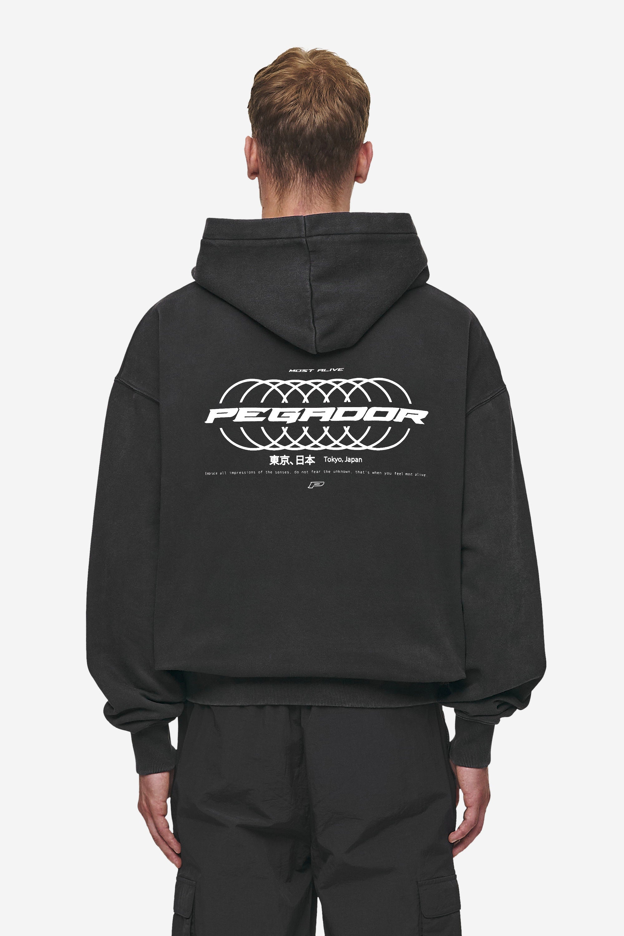 Pegador Lance Oversized Hoodie Vintage Black Hauptansicht aus der Most Alive Kollektion für Herren