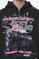 Pegador Saxon Oversized Sweat Jacket Washed Black Detailshot aus der Most Alive Kollektion für Herren