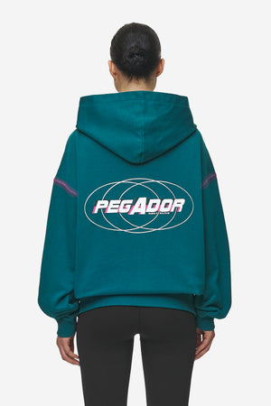 Pegador Jenna Oversized Sweat Jacket Washed Urban Turquoise Hauptansicht aus der Most Alive Kollektion für DaHerren