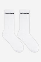 Pegador Side Logo Socks White Black Hauptansicht aus der PEGADOR® Kollektion für Herren und Damen