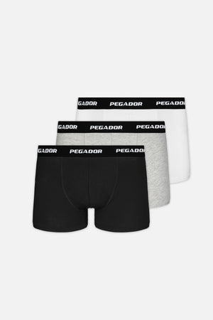 Pegador Tantun Boxershorts 3 Pack Black Grey Melange White Hauptansicht aus der PEGADOR® Kollektion für Herren und Damen